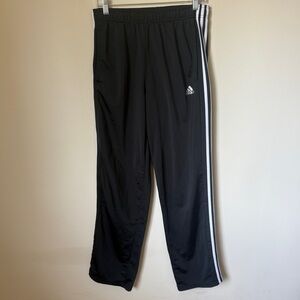 Adidas Mens Track Pants Black White Pull On Adjustable Elastic Waist M